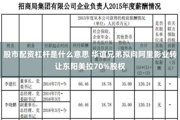 股市配资杠杆是什么意思 华谊兄弟拟向阿里影业转让东阳美拉70%股权