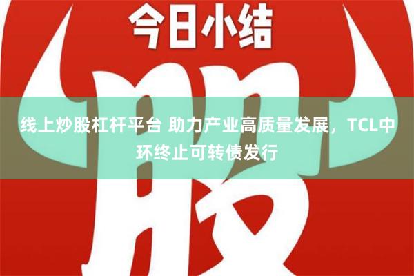 线上炒股杠杆平台 助力产业高质量发展，TCL中环终止可转债发行