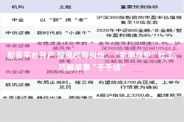 配资平台开户 探视权等纠纷，“家事观护”社工，巧解家事“千千结”